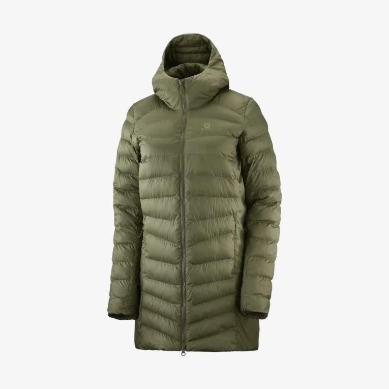 Olive Salomon Essential Xwarm Long Women's Insulated Jackets | PH 52879J